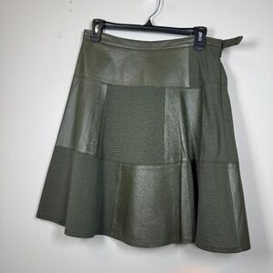 W by Worth Olive A-Line Skirt leather